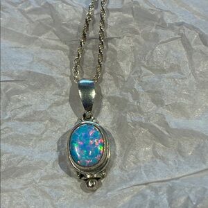 Elegant 925 Opal Necklace with 925 Chain